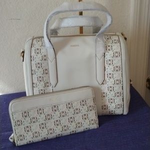 Fossil Sydney logo satchel and wallet